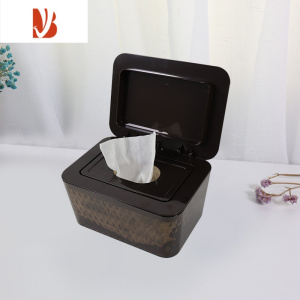 三维工匠北欧风格简约客厅桌面厕所纸巾盒创意车载抽纸收纳盒密封湿纸巾盒 加大水晶咖啡色