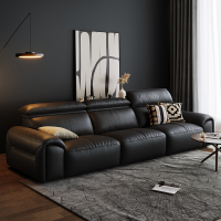 苏宁官方真皮沙发高靠背皮艺沙发意式极简-雷诺