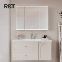 瑞尔特现代轻奢挂墙式卫浴家具Y0039P一体陶瓷盆