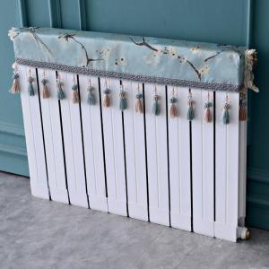 欧式家用暖气片装饰防尘罩新中式防熏黑墙老式布艺暖气罩布艺盖 鸟语花香蓝色 长60cm*厚度10cm*高度(含穗)20cm