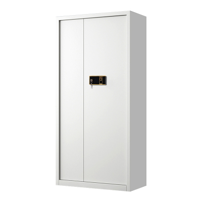 豪利特指纹电子保密柜钢制密码文件柜档案柜矮柜资料柜办公柜通门白色:钥匙指纹锁