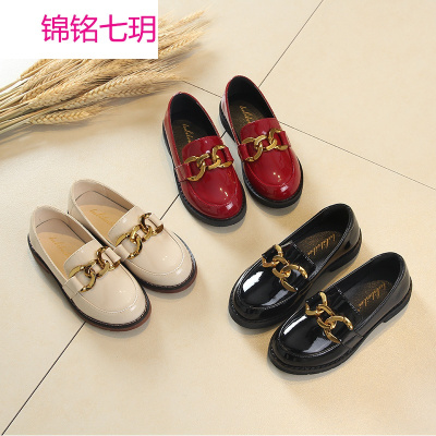锦铭七玥女童小皮鞋英伦风018新中大儿童秋冬季公主鞋童鞋学生黑色单鞋