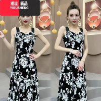 YIBUSHENG时尚减龄碎花吊带裙2024季新款薄款百搭修身显瘦垂感印花连衣裙