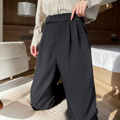 [1折价42.9元,叠加优惠券]西装哈伦裤女黑色高腰显瘦休闲工装萝卜裤设计感九分裤西装裤女