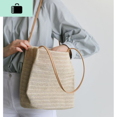 2020韩国百搭休闲编织单肩水桶包ins春夏旅游沙滩手提女编包NEW LAKE女士单肩包