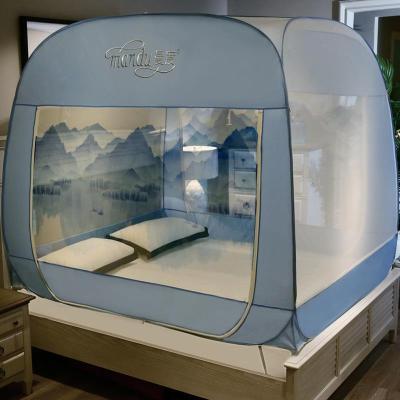 美帮汇免安装蚊帐拉链三开1.5m蒙古包1.8m米床双人家用儿童防摔床