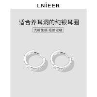 S999纯银罗马数字耳圈圆圈耳环女耳扣女气质耳钉简约气质耳饰