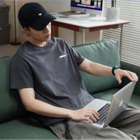 [1.5折价40元]唐狮春夏新款短袖T恤男圆领半袖纯色宽松潮流衣服纯棉打底衫