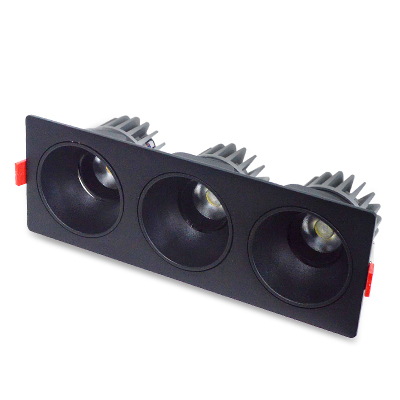 LED射灯 防眩光 嵌入式 黑架+黑杯-三头12W*3中性光