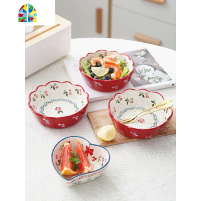 早餐陶瓷碗樱桃小碗可爱沙拉碗吃饭碗创意家用水果碗燕窝甜品碗 FENGHOU 樱桃碗1个+送1水果叉