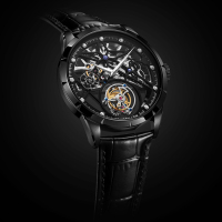 嘉年华(CARNIVAL)全镂空真陀飞轮名表机械表 男士手表私人定制高档防水礼品男表入门陀飞轮透视机芯真皮表带7018