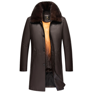 可拆卸内胆尼克服 正品海宁真皮外套男皮草中长款春秋装新款加厚水貂大衣男春秋装工装防水外套派克服水貂毛领大衣外套男