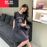 YIBUSHENG大码女装小众设计感收腰显瘦连衣裙高级感气质洋气减龄短袖裙子女