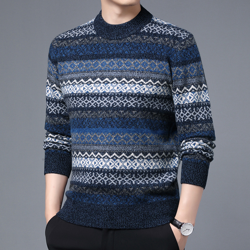 免费试穿 高端山羊绒正品牧绒多斯圆领100%纯羊绒衫男士大码商务青