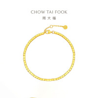 周大福ING系列蹦迪方珠黄金手链女金珠子生日礼物(工费:580计价)F230345七夕礼物