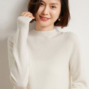 秋冬新款半高领女士毛衣纯色显瘦宽松百搭针织打底衫