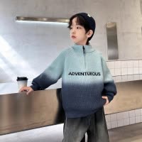 男童毛衣秋冬装加厚新款大儿童半开衫针织衫内搭潮半高领上衣