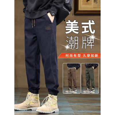 男士休闲裤秋季新款潮流痞帅宽松束脚九分运动工装裤子男春秋