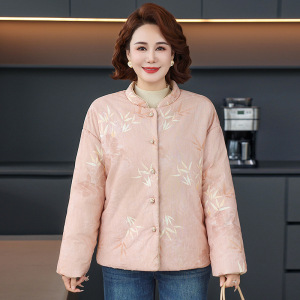 年女装中老年妈妈装双面穿加厚保暖棉服冬60岁印花款中年装女