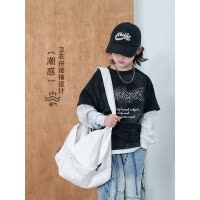 男童假两件长袖T恤春秋款2025新款儿童春装打底衫大男孩春季卫衣
