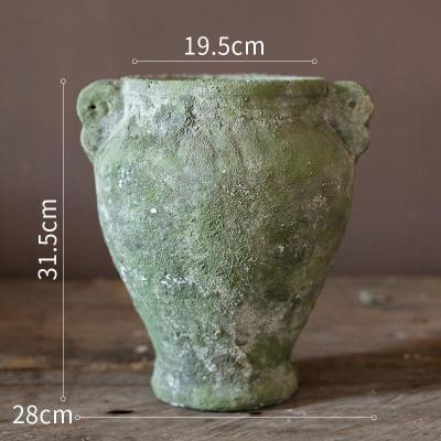 美帮汇手工陶罐粗陶花盆花瓶 多肉大口陶盆复古花器土陶红陶插干花 双耳花盆(大号) 大