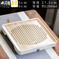 三维工匠日式家用茶盘干泡盘小型沥储水式简约小茶台竹制密胺托盘茶具茶海 《正方双用》密胺面茶盘(送排水球)