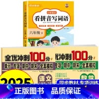 [六年级下册]看拼音+语数测试卷 小学六年级 [正版]看拼音写词语六年级下册 语文小学注音生字拼音拼读字词6年级上汉字专