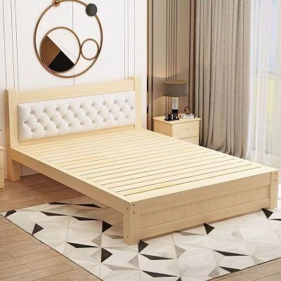 实木床1.5米现代简约双人床1.8米大床出租房经济型松木1米单人床