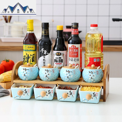 创意陶瓷调料盒套装厨房用品用具调料罐佐料盒盐罐收纳盒家用套装 三维工匠