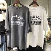 短袖T恤女ins潮新款夏季韩国简约字母印花宽松学生显瘦上衣