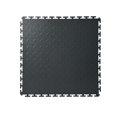 先围 PVC工业地板拼接 黑色钢板纹 片