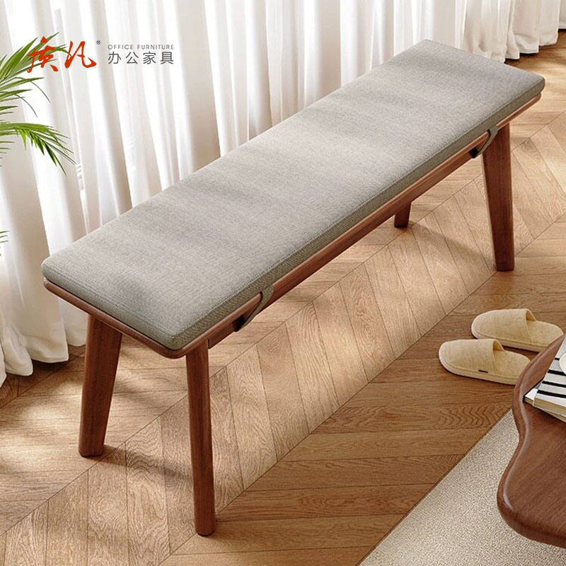 苏宁 质凡 北欧全实木长条带软包实木凳 120*30*45cm颜色备注