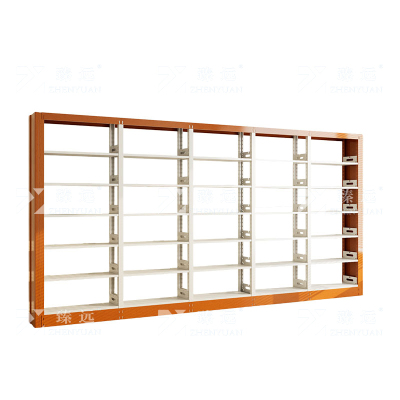 臻远 ZY4072625 钢制书架黄色转印图书馆书架资料架 单面6层一列五组 4600*300*2000