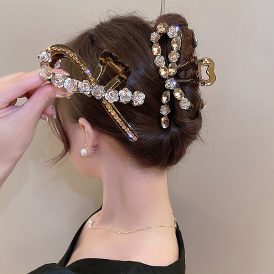 高级感花朵发夹女后脑勺盘发抓夹大号鲨鱼夹子头饰2024新款高端送女朋友老婆情人节七夕生日礼物