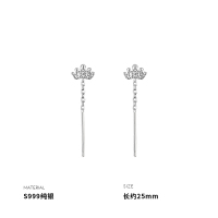 999纯银皇冠耳线女耳钉耳环耳饰配饰个性简约小众ins风送女朋友老婆情人节七夕生日礼物