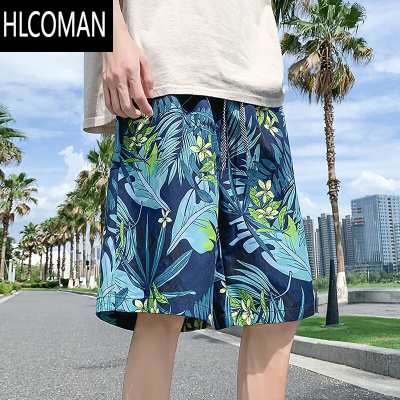 HLCOMAN潮牌沙滩裤男夏季大裤衩花短裤休闲宽松可下水泳裤速干冰丝五分裤