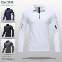 男装春秋季新款长袖T恤男士半拉链纯色户外运动打底衫男上衣