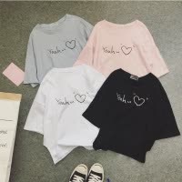 新款韩版女式学生衣服女圆领印花短袖T恤女士小衫女款潮