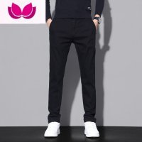 七斓2023新款百搭休闲裤男士弹力修身直筒裤子男宽松运动黑色长裤