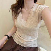 纯色u领针织短T恤女 纸片人小衫 洋气修身显瘦百搭柔软亲肤上衣女