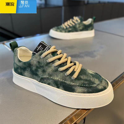 聚范快手同款夏季休闲低帮软底时尚系带轻便潮牌布面板鞋透气增高男鞋