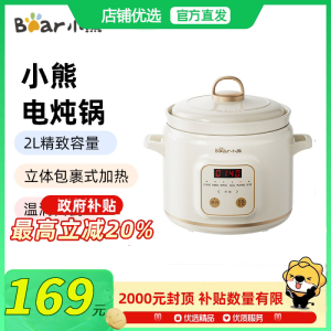 小熊(Bear)电炖锅 电炖盅 煲汤锅 炖汤锅 电砂锅 煮粥锅 婴儿熬粥家用可预约白瓷 2-4人用 DDG-E20M1