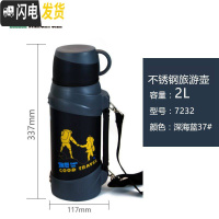 三维工匠不锈钢保温壶大容量户外家用便携车载旅行热水壶暖壶2 深海蓝2
