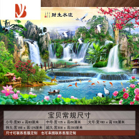 三维工匠背景墙山水画贴纸墙贴自粘客厅装饰流水生财壁纸墙纸贴画风景壁画 QZ-1-流水生财A 中