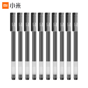 小米巨能写中性笔米家签字笔黑色0.5mm写字水笔学生用文具子弹头碳素圆珠笔练字考试专用替换10支装
