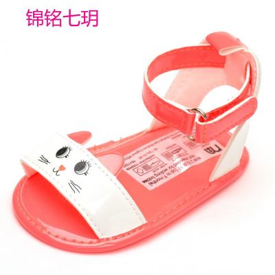 锦铭七玥2017夏季新款女宝宝时尚卡通步前鞋外贸原单室内百搭软底可爱凉鞋