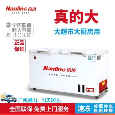 南凌卧式冷柜商用家用冰柜单温大容量冰箱保鲜速冻肉类冷藏冷冻蔬菜饭店餐饮快餐店饮料啤酒海鲜干货顶开双门板门超市BD-418