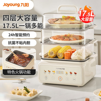 九阳DZ175HG-GZ156电蒸锅家用火锅多功能定时蒸汽锅蒸菜多层蒸笼