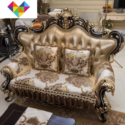 雪尼尔面料欧式沙发垫防滑四季通用布艺皮沙发坐垫扶手巾英伦咖80+下垂*150坐垫御蓝锦