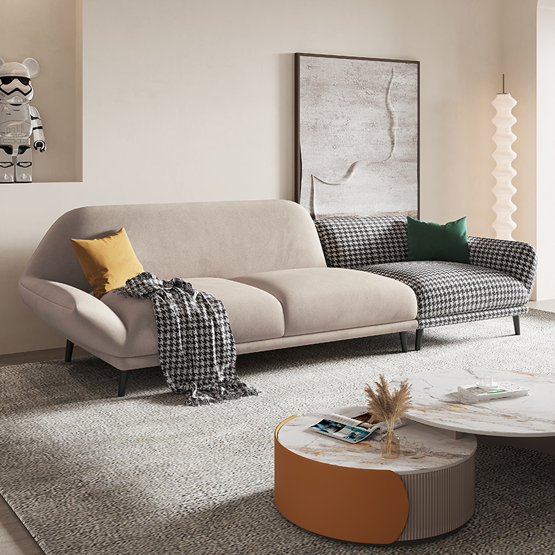 简约意式客厅高端丝光绒布沙发j812海绵座垫轻奢落叶松木框架奢华沙发